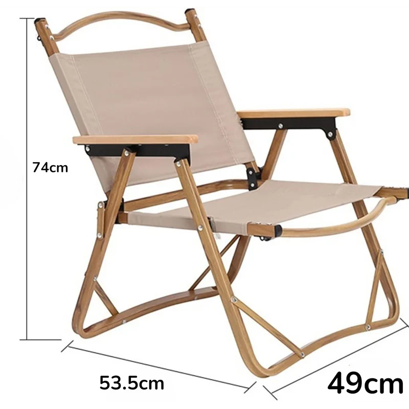 Portable Outdoor Folding Camping Chair – Lightweight Foldable Fishing & Picnic Chair with Wooden Armrests and Storage Bag – Durable Frame, Comfortable Seat for Travel, Hiking, and Outdoor Adventures