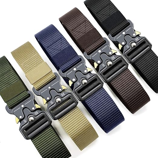Tactical Belt for Men, Black Military Nylon Web with Quick Release Heavy Duty Buckle, Ideal for Work, Hiking