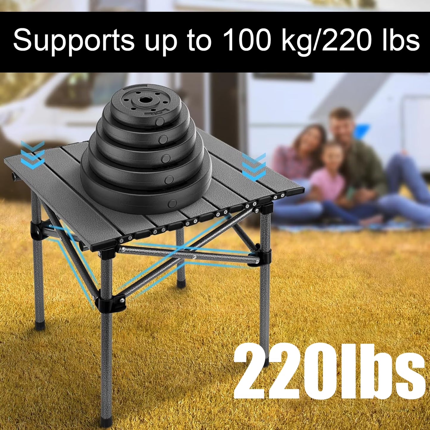 Portable Camping Table Foldable,Collapsible Square Outdoor Table with Carry Bag,Roll Up Top