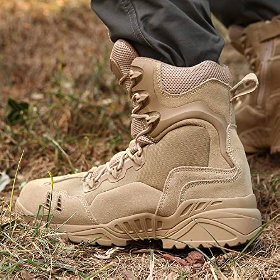 Men’s Military Boots,Unisex Tactical Boots Outdoor Desert Waterproof Combat Shoes,Beige