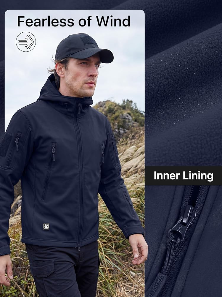 Unisex Outdoor Waterproof Soft Shell Hooded Military Tactical Jacket