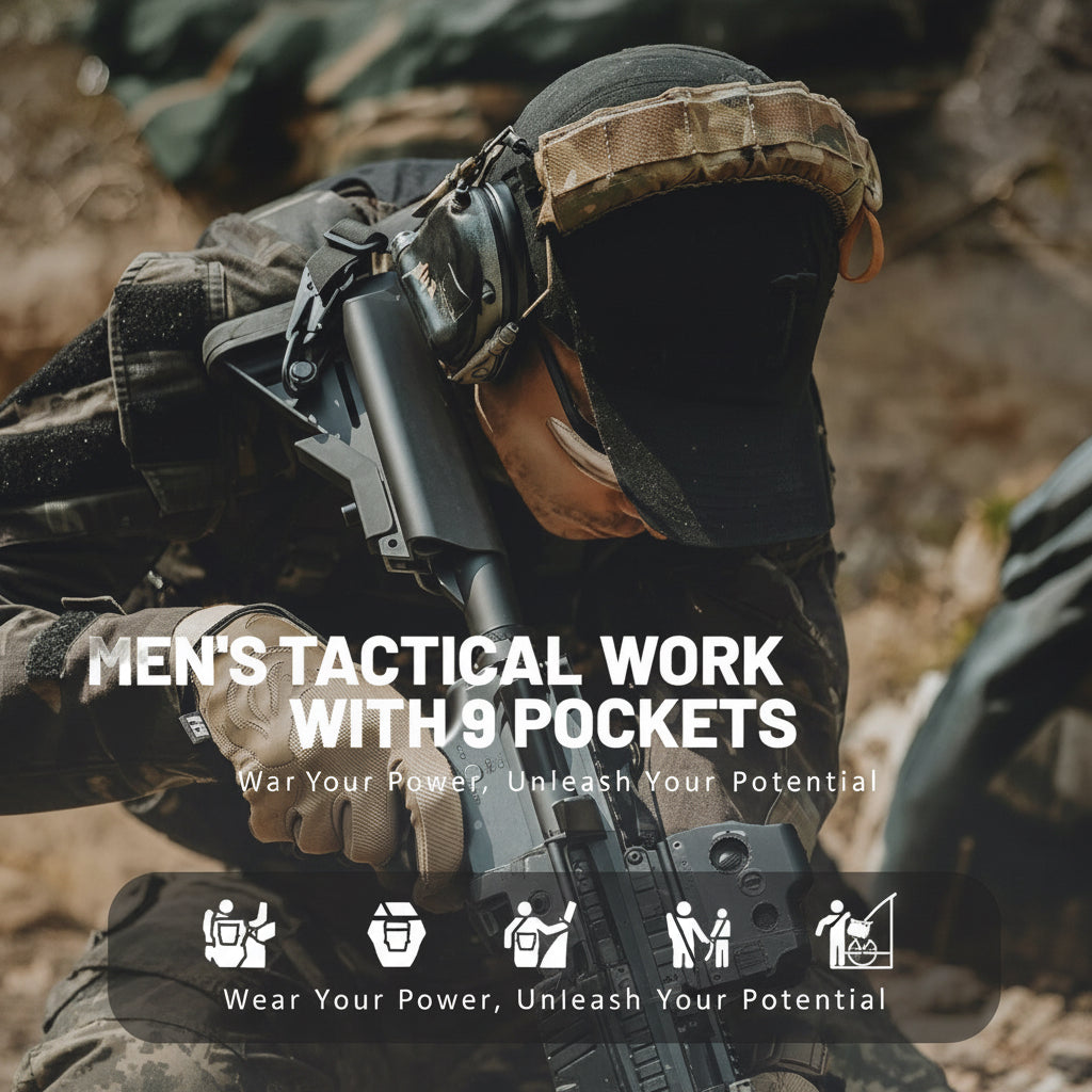 Men's Tactical Pants Waterproof Hiking Work Pants for Men Construction Stretch Cargo Trousers 9 Pockets