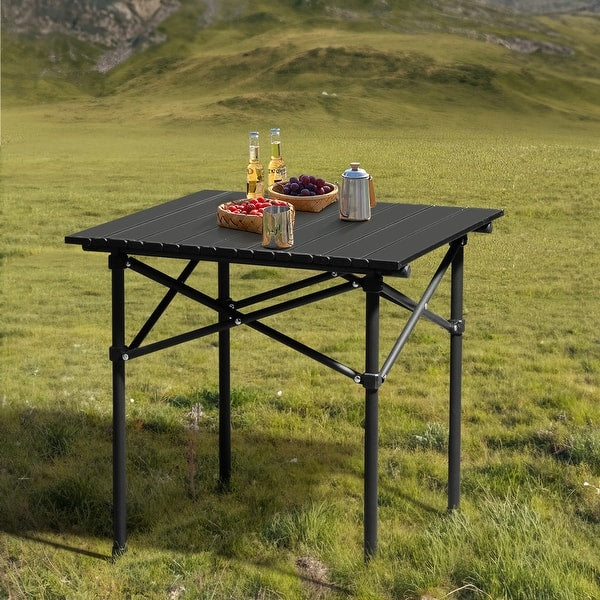 Folding Table and Chairs Set Table + 4 Folding Chair, Non-Slip Picnic Table, Space Saving, Portable for Garden, Camping, Backyard, Lawn, Picnic