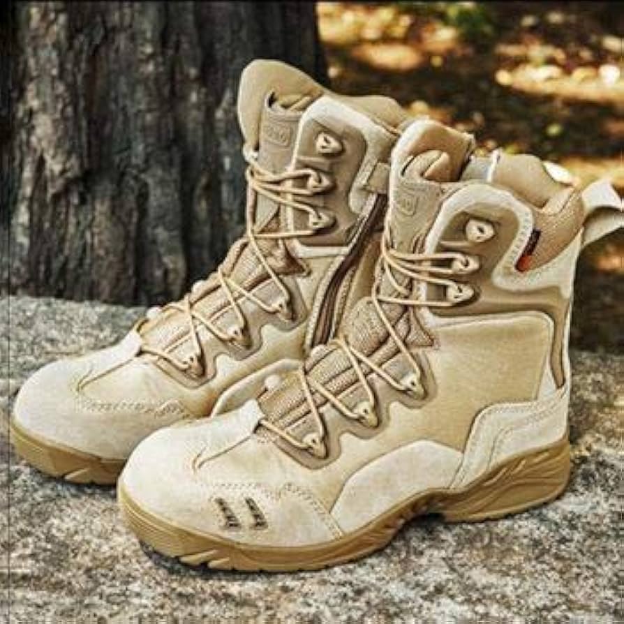 Men’s Military Boots,Unisex Tactical Boots Outdoor Desert Waterproof Combat Shoes,Beige