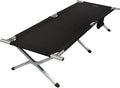 Heavy Duty Camping Bed Double Layer Oxford Strong Sleeping Cots with Carry Bag for Adults & Kids Portable Travel Folding Camping Cots for Home Office Outdoor Beach Vacation (BLACK)