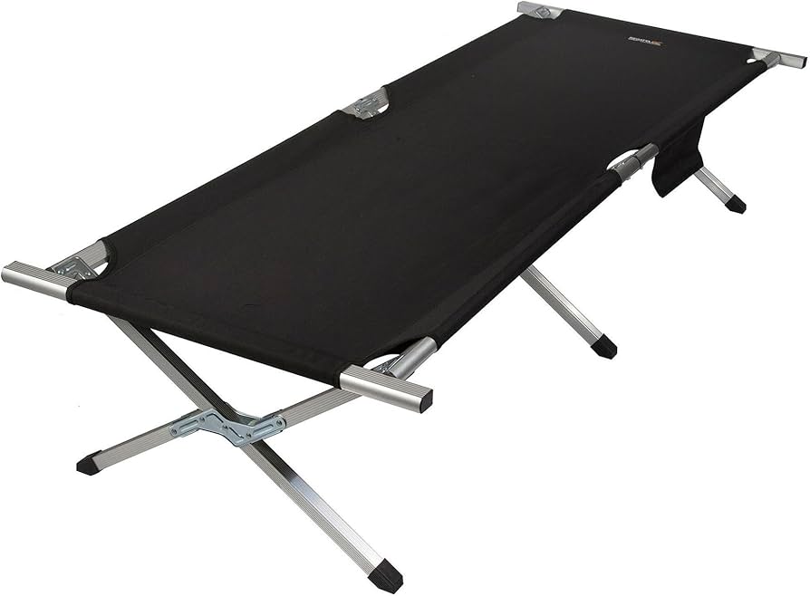 Heavy Duty Camping Bed Double Layer Oxford Strong Sleeping Cots with Carry Bag for Adults & Kids Portable Travel Folding Camping Cots for Home Office Outdoor Beach Vacation (BLACK)