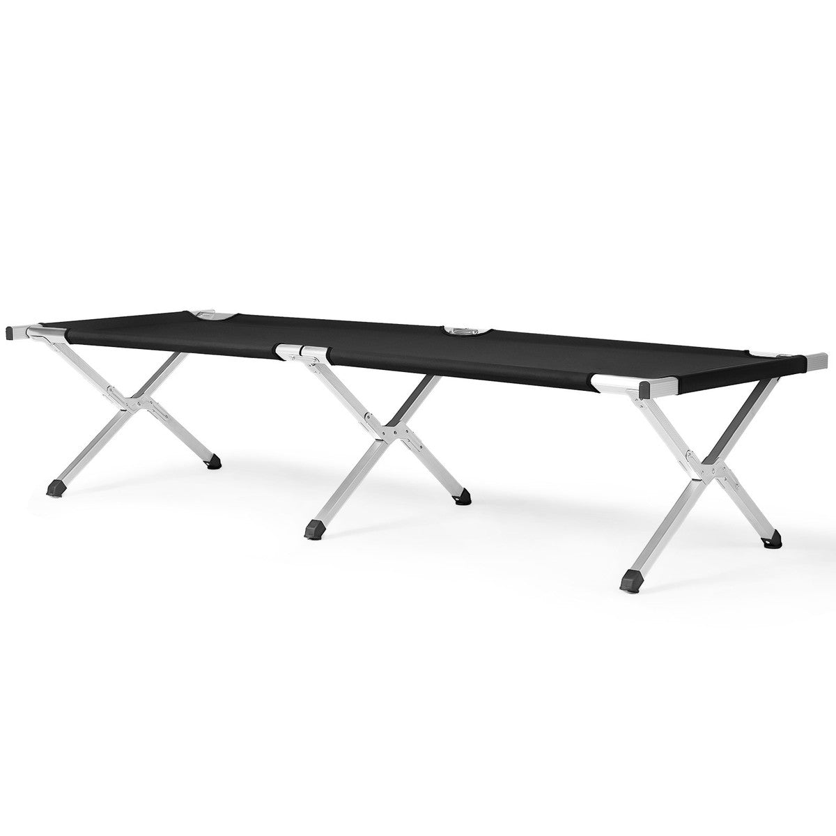 Heavy Duty Camping Bed Double Layer Oxford Strong Sleeping Cots with Carry Bag for Adults & Kids Portable Travel Folding Camping Cots for Home Office Outdoor Beach Vacation (BLACK)
