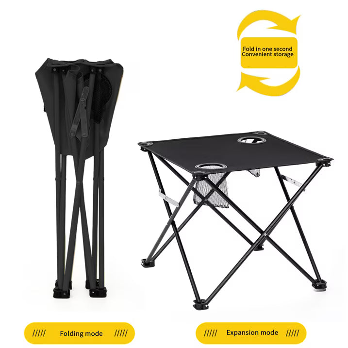 Folding Camping Table, Beach Table Lightweight Folding Tail Table with 2 Cup Holders and Handbag Suitable for Camping Beach Fishing Bonfire and Picnic