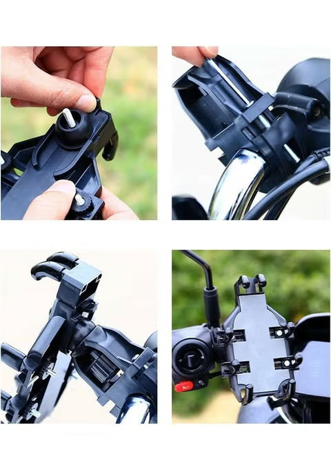 Motorcycle & Bike Phone Holder – Shock Absorber, Fits Handlebars up to 33mm