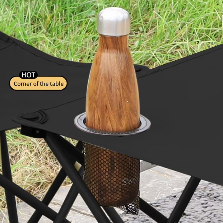 Folding Camping Table, Beach Table Lightweight Folding Tail Table with 2 Cup Holders and Handbag Suitable for Camping Beach Fishing Bonfire and Picnic