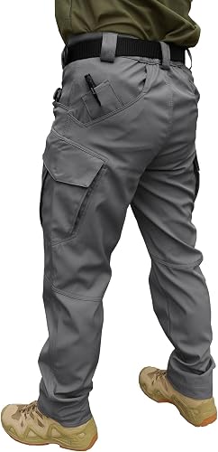 Men's Ripstop Tactical Cargo Pants Water Resistant Quick Dry Hiking Work Pants with Multi-Pockets(No Belt)