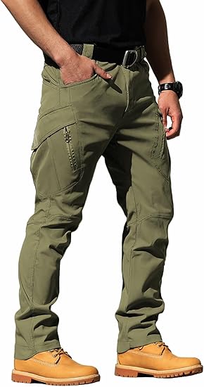 Men's Ripstop Tactical Cargo Pants Water Resistant Quick Dry Hiking Work Pants with Multi-Pockets(No Belt)