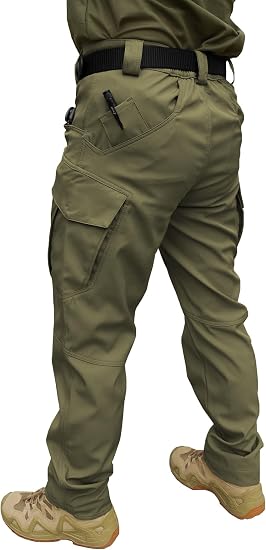 Men's Ripstop Tactical Cargo Pants Water Resistant Quick Dry Hiking Work Pants with Multi-Pockets(No Belt)