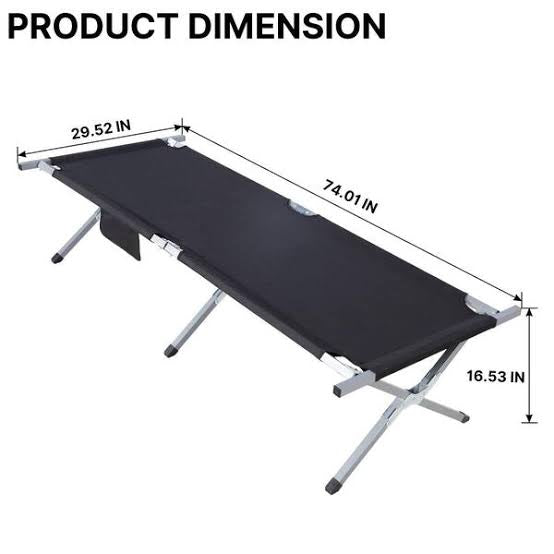 Heavy Duty Camping Bed Double Layer Oxford Strong Sleeping Cots with Carry Bag for Adults & Kids Portable Travel Folding Camping Cots for Home Office Outdoor Beach Vacation (BLACK)