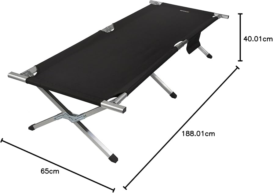 Heavy Duty Camping Bed Double Layer Oxford Strong Sleeping Cots with Carry Bag for Adults & Kids Portable Travel Folding Camping Cots for Home Office Outdoor Beach Vacation (BLACK)