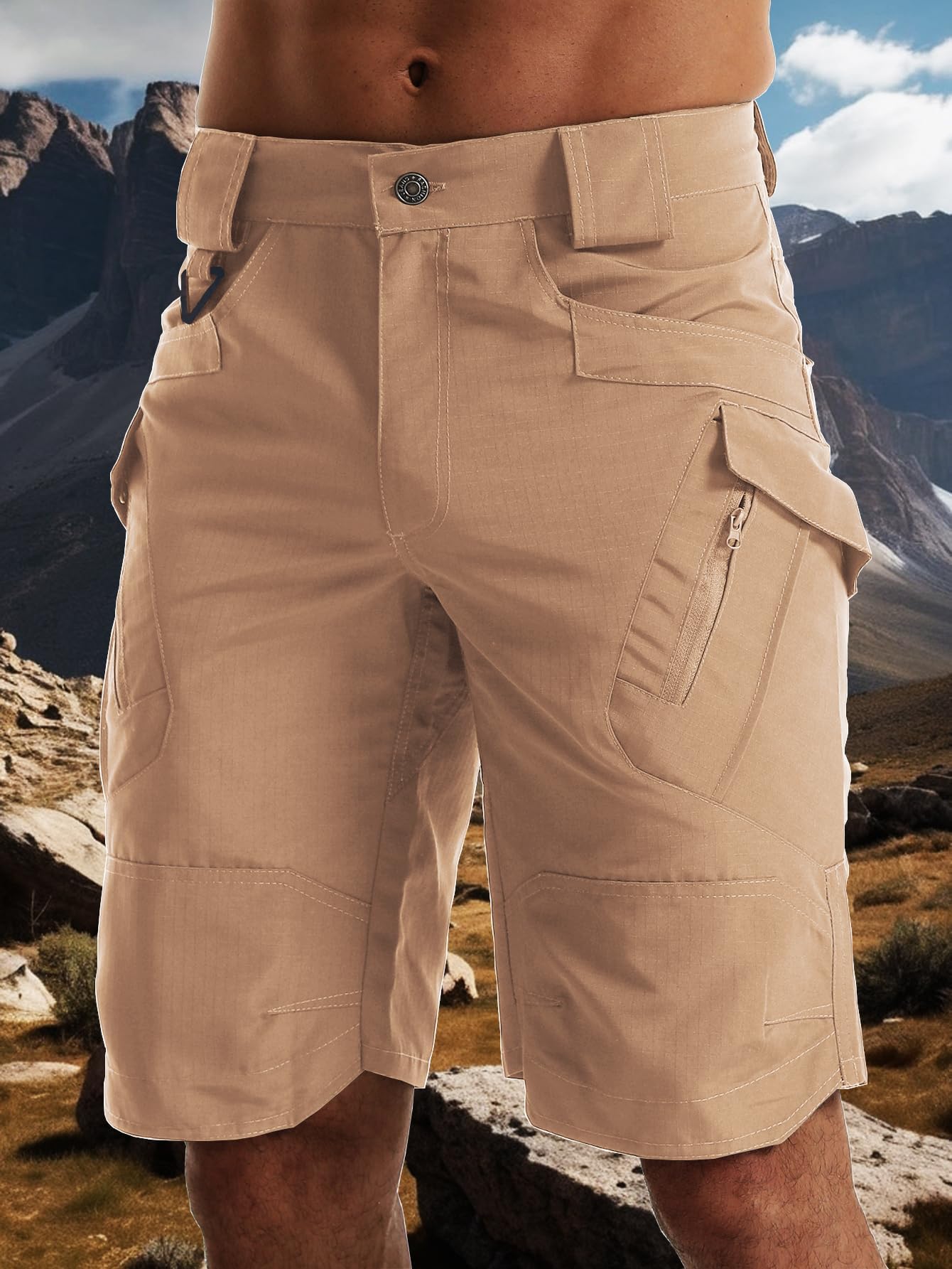 AUTIWITUA Men's Hiking Shorts Waterproof Tactical Cargo Short Pants Quick Dry Work Shorts with Multi Pockets(No Belt)
