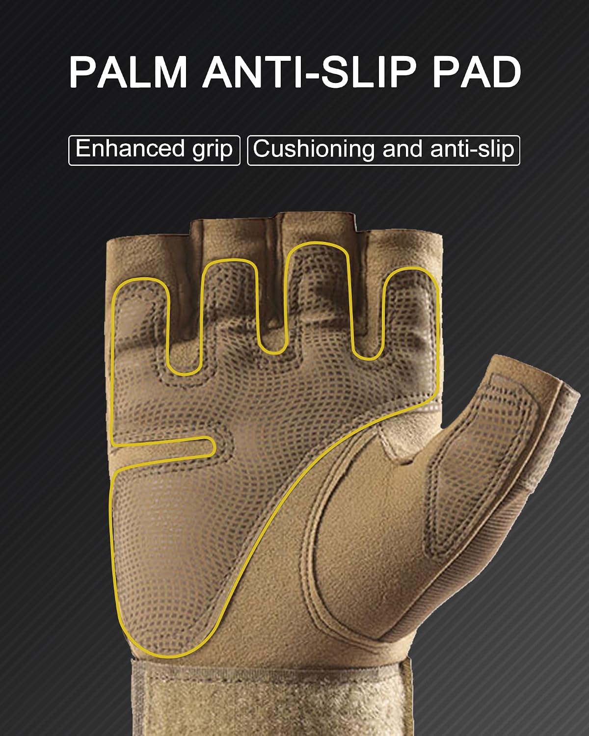 Fingerless Soft Rubber Knuckle Tactical Gloves for Men, Half Finger Bicycle Gloves Anti Slip, Exercise Workout Glove for Gym, Camping, Hunting, Shooting (Brown 903, Medium)
