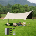 Festival Canopy, Heavy Duty Outdoor Rain Tarp, Windproof Hiking Shelter, 14.5x15ft Thick Sun Block Gear for Summer Picnic, Tear Resistant Wilderness Accessories(Gold,220x173x102inch)