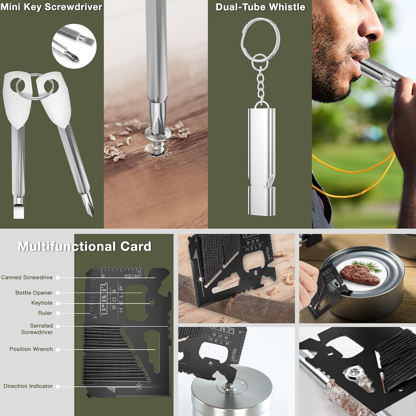 Survival Kits, Hiking and Camping Essentials, Emergency Survival Gear, Gifts for Men, Husband, Teenagers, Cool Fishing and Hunting Gadgets, Christmas and Birthday Gifts