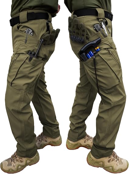 Men's Ripstop Tactical Cargo Pants Water Resistant Quick Dry Hiking Work Pants with Multi-Pockets(No Belt)