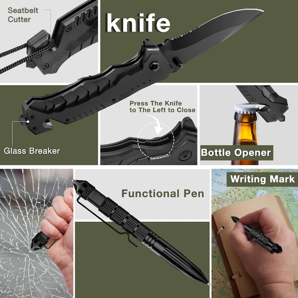 Survival Kits, Hiking and Camping Essentials, Emergency Survival Gear, Gifts for Men, Husband, Teenagers, Cool Fishing and Hunting Gadgets, Christmas and Birthday Gifts
