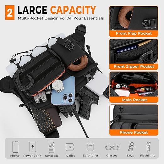Muserise Outdoor Chest Bag For Men and Women, Tactical Vest For Running, Cycling, EDC Chest Pack Rig For Sports and Workouts