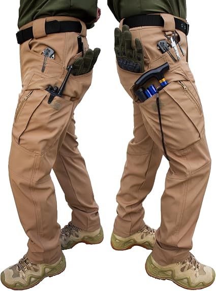 Men's Ripstop Tactical Cargo Pants Water Resistant Quick Dry Hiking Work Pants with Multi-Pockets(No Belt)