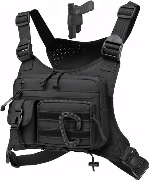 Muserise Outdoor Chest Bag For Men and Women, Tactical Vest For Running, Cycling, EDC Chest Pack Rig For Sports and Workouts