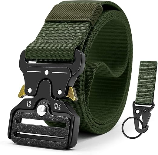 Tactical Belt for Men, Black Military Nylon Web with Quick Release Heavy Duty Buckle, Ideal for Work, Hiking