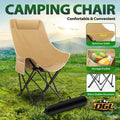 Folding Moon Chair, Camping Chair with Side Pocket, Portable Lightweight Foldable Backpacking Chair Ultra Durable for Outdoor Hiking Beach Travel with Carrying Bag (2*High Back Moon Chair - Khaki)