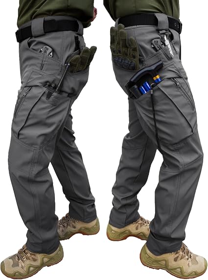Men's Ripstop Tactical Cargo Pants Water Resistant Quick Dry Hiking Work Pants with Multi-Pockets(No Belt)