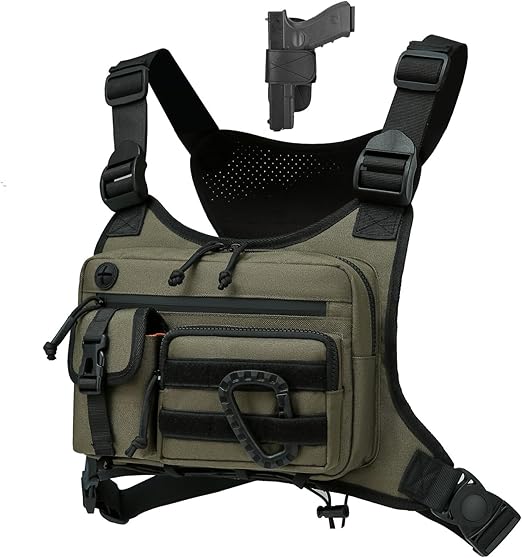 Muserise Outdoor Chest Bag For Men and Women, Tactical Vest For Running, Cycling, EDC Chest Pack Rig For Sports and Workouts