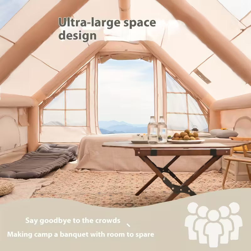 Lodge Air Tent,Heavy Duty, Oxford, Large Inflatable Tent for 3 - 6 People, Mosquito Net, Storage Bag and Air Pump Included