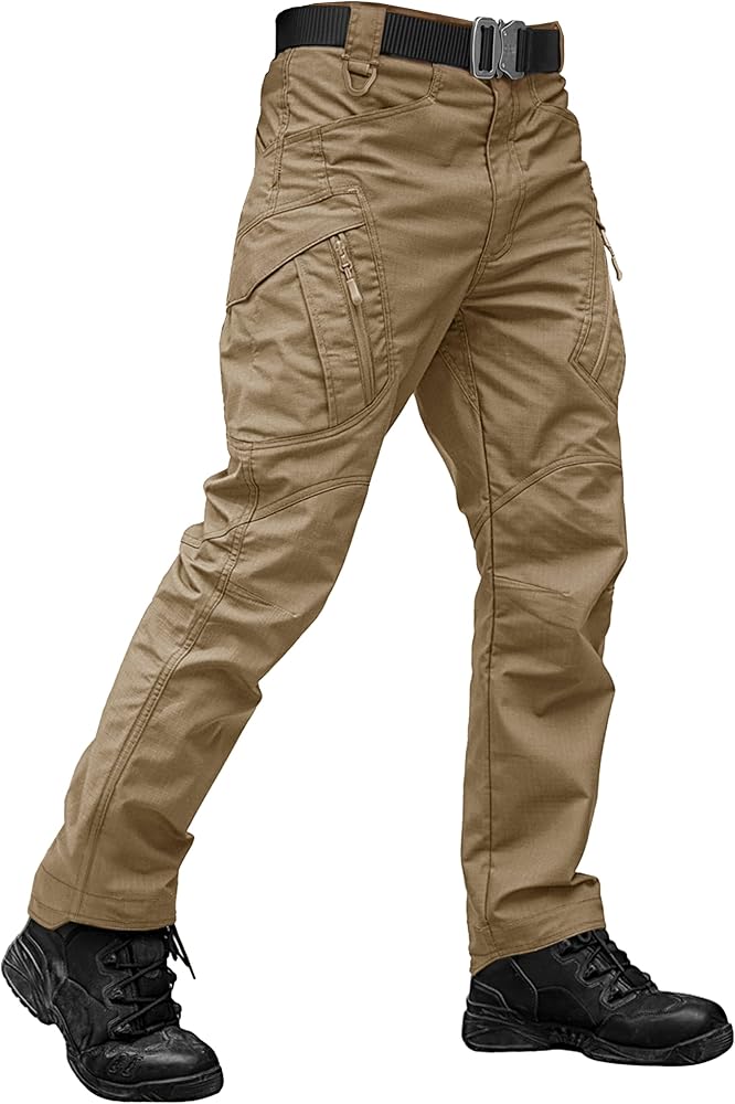 Men's Tactical Pants Waterproof Hiking Work Pants for Men Construction Stretch Cargo Trousers 9 Pockets