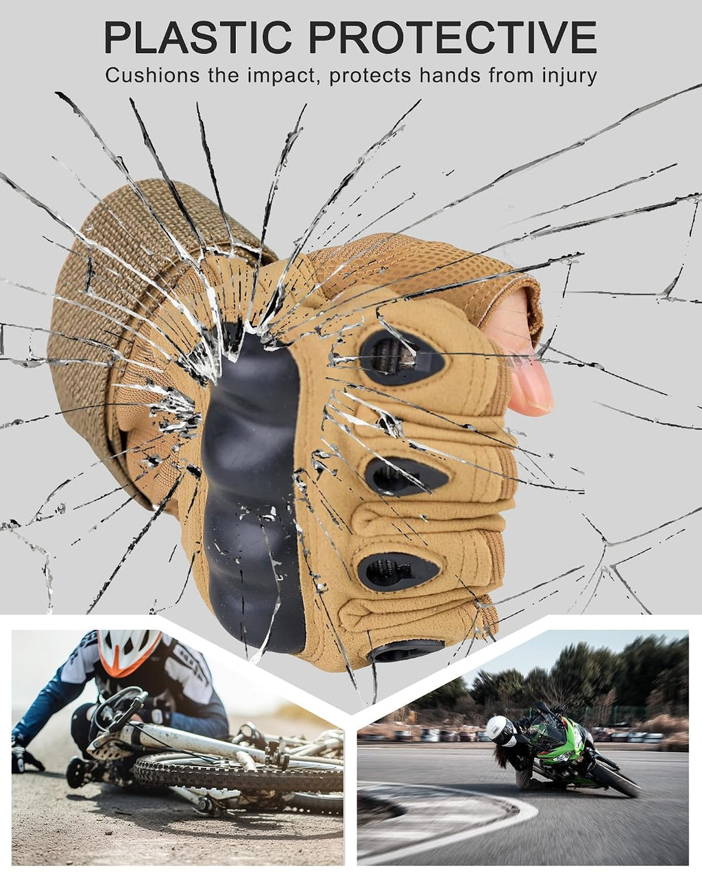 Fingerless Soft Rubber Knuckle Tactical Gloves for Men, Half Finger Bicycle Gloves Anti Slip, Exercise Workout Glove for Gym, Camping, Hunting, Shooting (Brown 903, Medium)