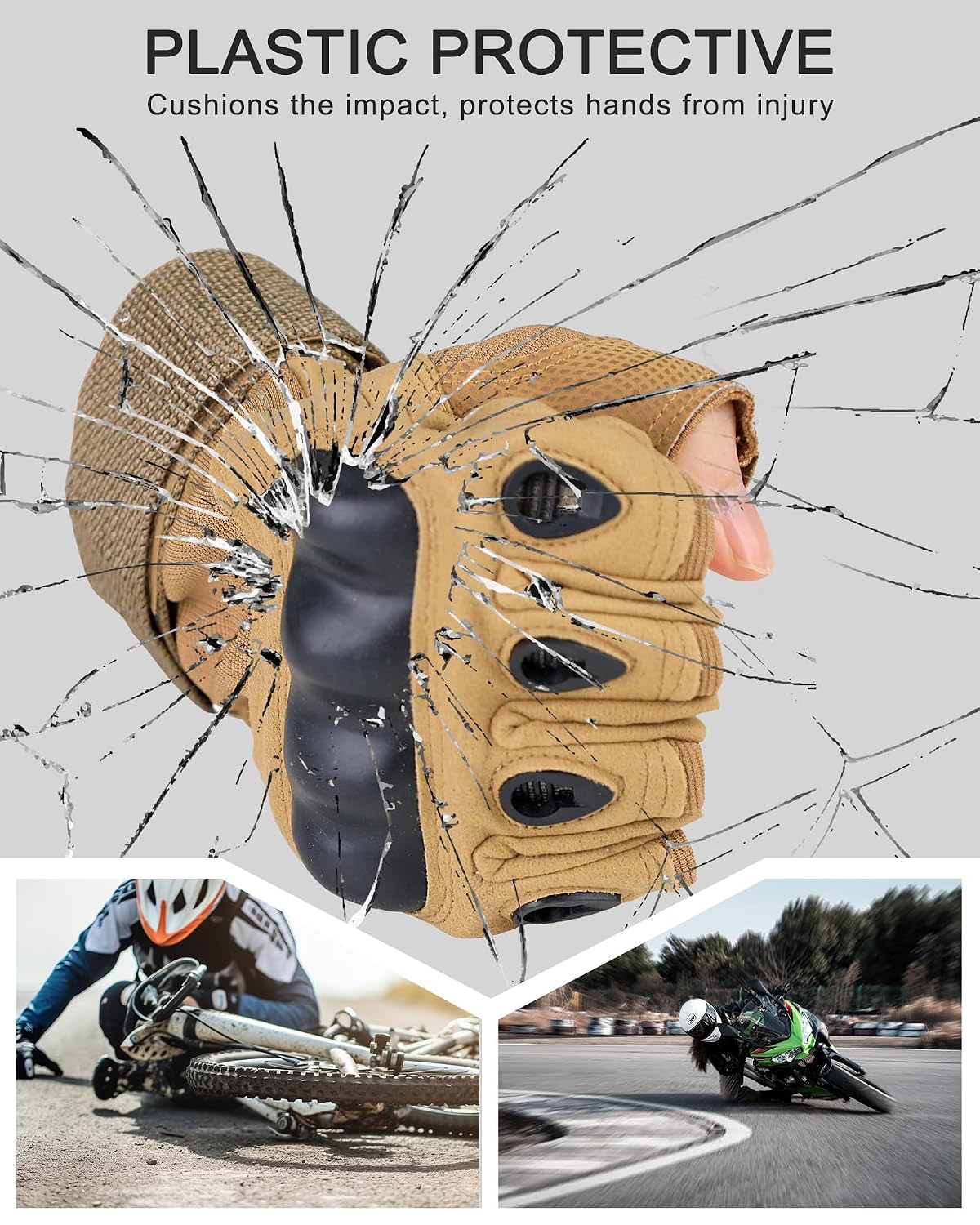Fingerless Soft Rubber Knuckle Tactical Gloves for Men, Half Finger Bicycle Gloves Anti Slip, Exercise Workout Glove for Gym, Camping, Hunting, Shooting (Brown 903, Medium)