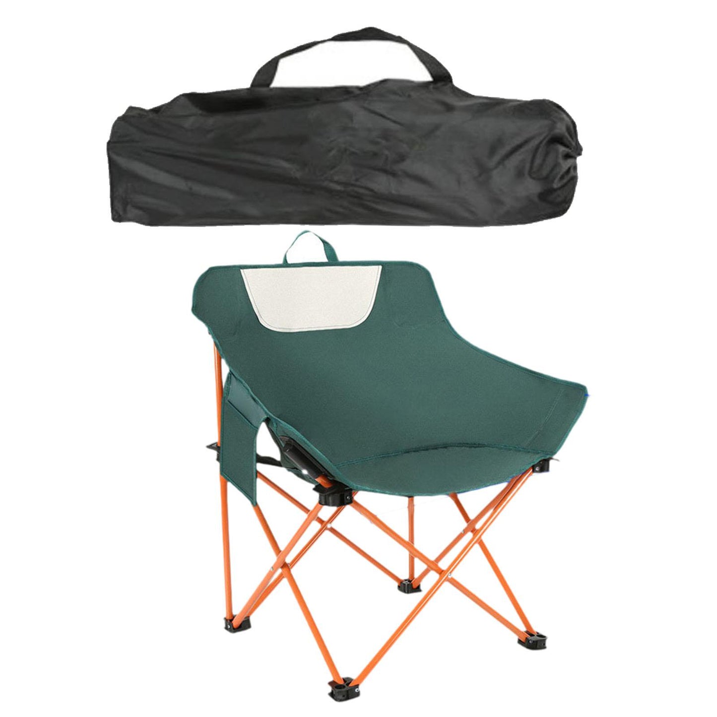 Compact Camping Chairs Portable Folding for Outside with Carry Bag Lightweight Moon Chairs for Travel Picnic Hiking Beach Fishing, 600D Oxford, Supports 330lbs(Khaki, Black)