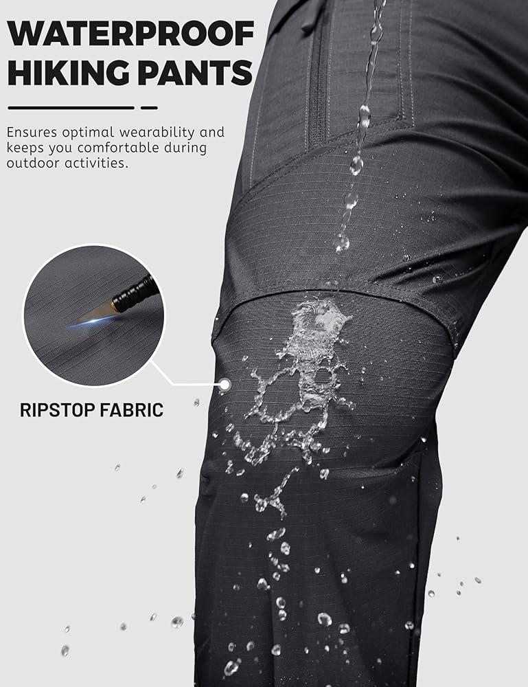 Men's Tactical Pants Waterproof Hiking Work Pants for Men Construction Stretch Cargo Trousers 9 Pockets