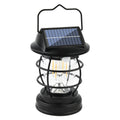 Solar Hanging Lantern Vintage Outdoor Light | Rainproof Rechargeable LED Induction | Solar/USB Dual Powered | Black ABS 6.3" | Garden Balcony Yard Camping | Auto Sensor