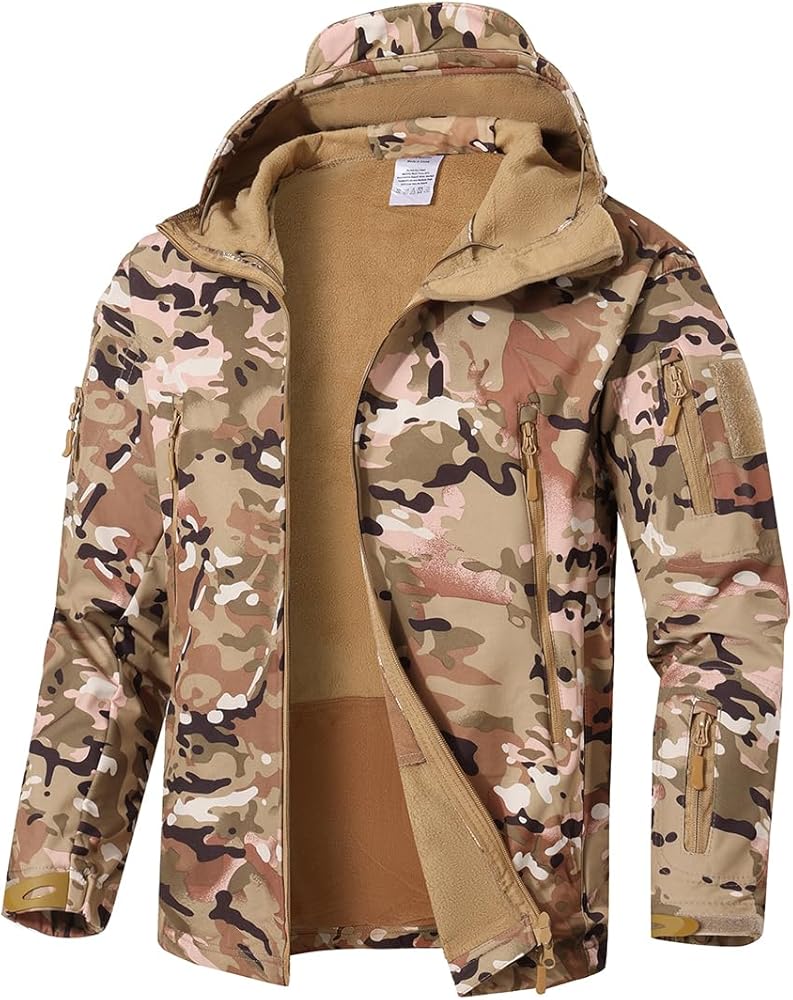 Men's Softshell Jacket Fleece Windproof Waterproof Thermal Tactical Coat Outdoor Jacket Hiking Camping