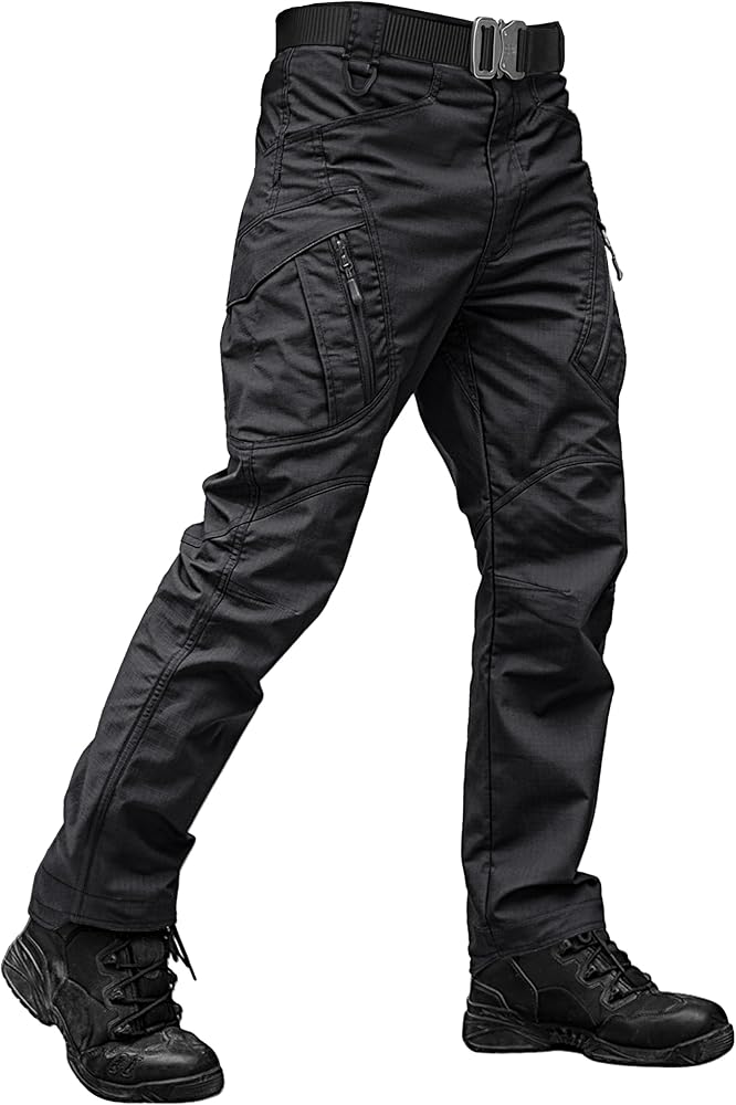 Men's Tactical Pants Waterproof Hiking Work Pants for Men Construction Stretch Cargo Trousers 9 Pockets