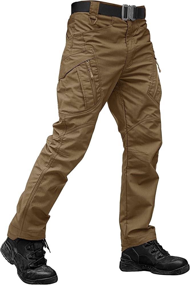 Men's Tactical Pants Waterproof Hiking Work Pants for Men Construction Stretch Cargo Trousers 9 Pockets