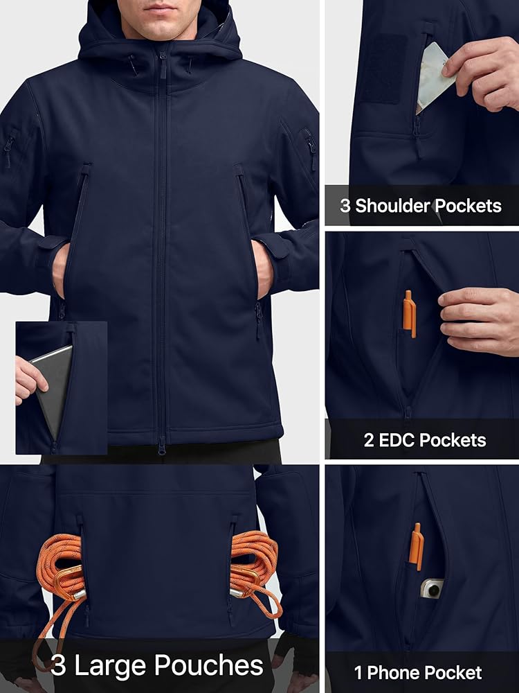Unisex Outdoor Waterproof Soft Shell Hooded Military Tactical Jacket