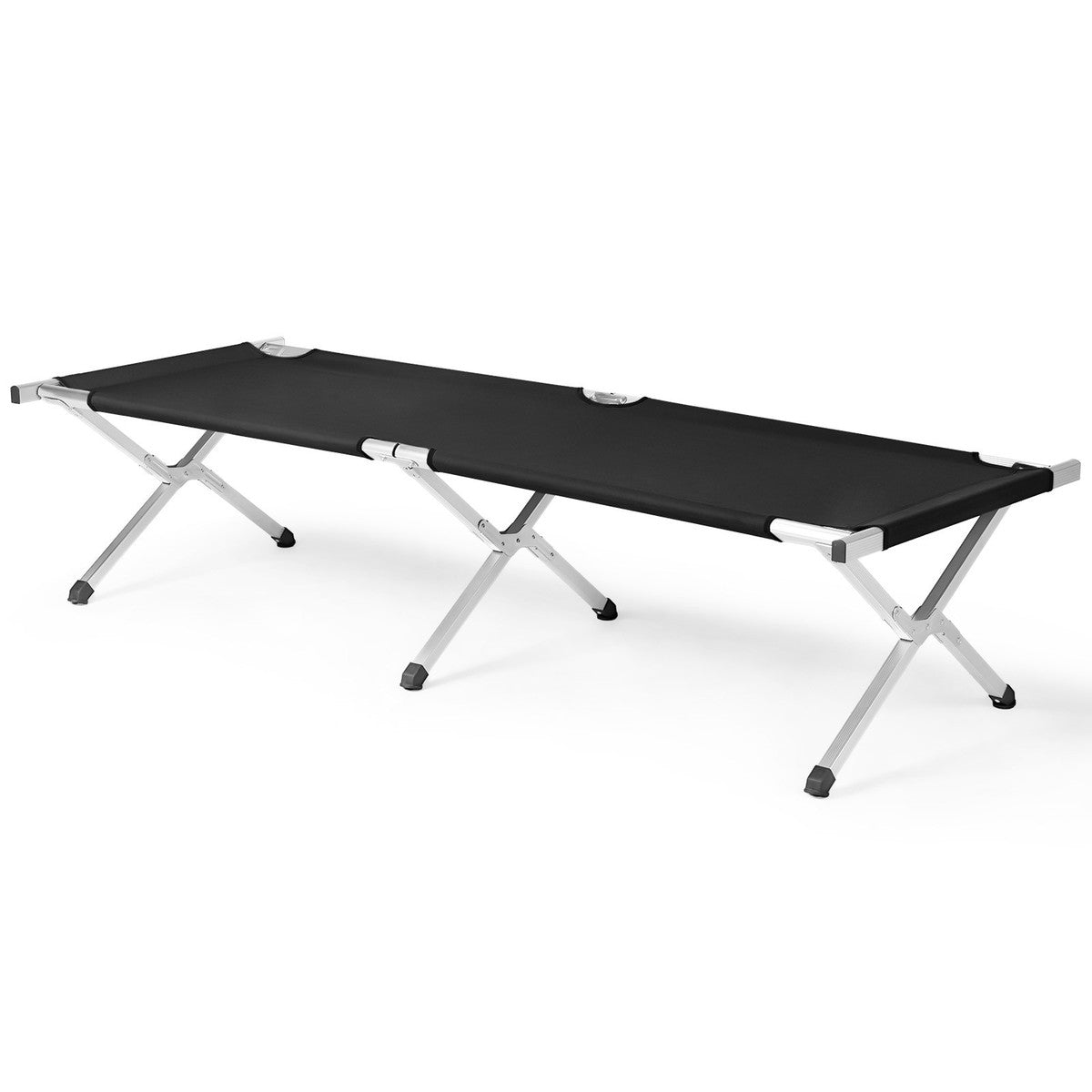 Heavy Duty Camping Bed Double Layer Oxford Strong Sleeping Cots with Carry Bag for Adults & Kids Portable Travel Folding Camping Cots for Home Office Outdoor Beach Vacation (BLACK)