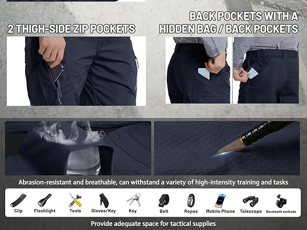 Men's Tactical Pants Waterproof Hiking Work Pants for Men Construction Stretch Cargo Trousers 9 Pockets