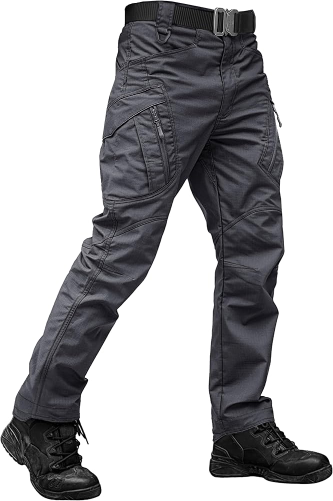 Men's Tactical Pants Waterproof Hiking Work Pants for Men Construction Stretch Cargo Trousers 9 Pockets