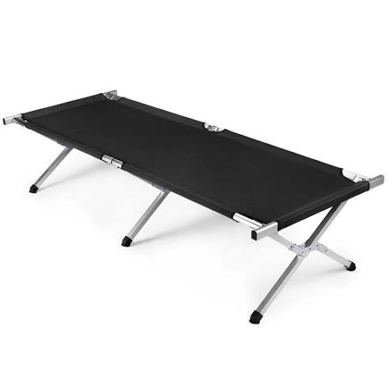 Heavy Duty Camping Bed Double Layer Oxford Strong Sleeping Cots with Carry Bag for Adults & Kids Portable Travel Folding Camping Cots for Home Office Outdoor Beach Vacation (BLACK)