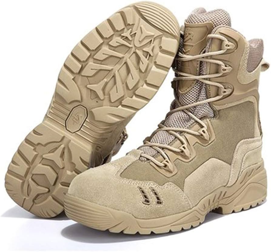 Men’s Military Boots,Unisex Tactical Boots Outdoor Desert Waterproof Combat Shoes,Beige