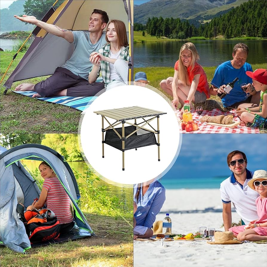 Folding Table and Chairs Set Table + 4 Folding Chair, Non-Slip Picnic Table, Space Saving, Portable for Garden, Camping, Backyard, Lawn, Picnic