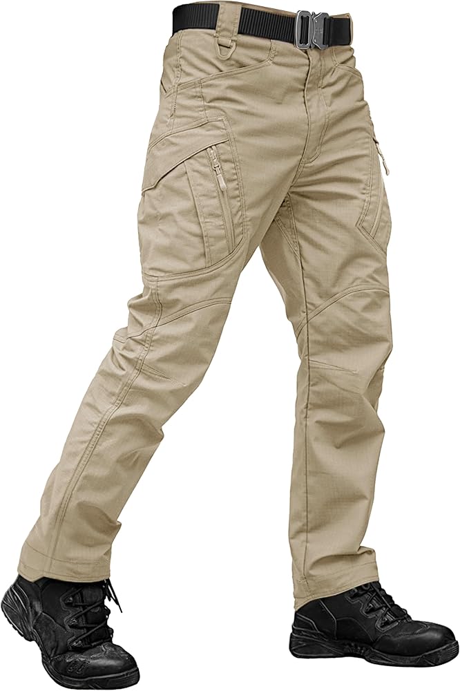 Men's Tactical Pants Waterproof Hiking Work Pants for Men Construction Stretch Cargo Trousers 9 Pockets